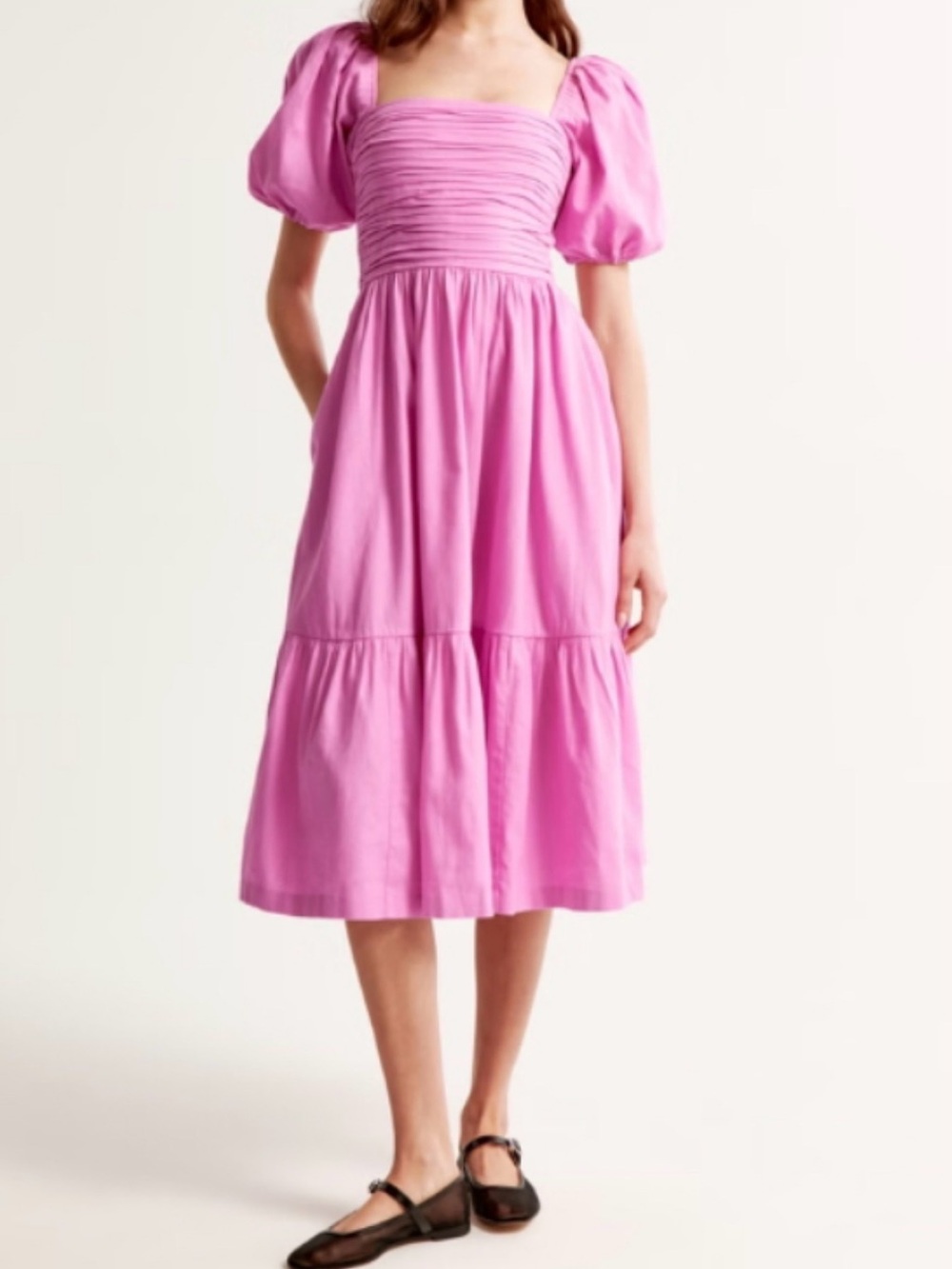 Abercrombie and Fitch Emerson poplin linen cotton blend midi dress size small